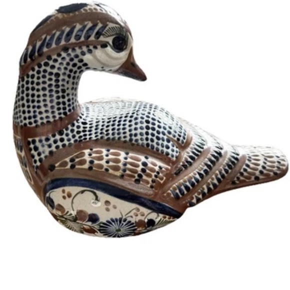 TONALA DUCK POTTERY SIGNED SANTANA  BIRD FOLK ART ARTSY DECOR MEXICAN ART - Picture 3 of 8